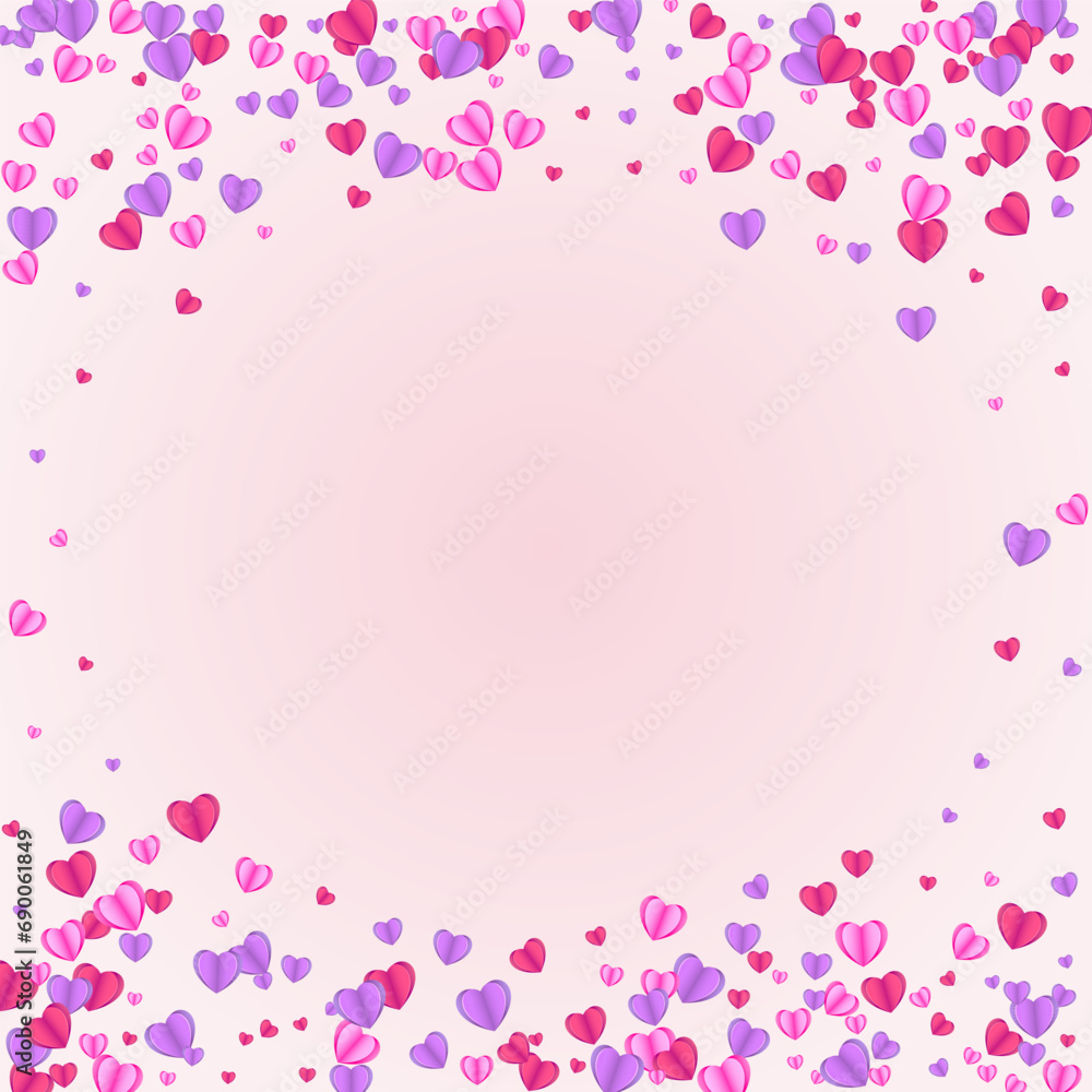 Red Heart Background Pink Vector. Valentine Frame Confetti. Purple Rain Backdrop. Fond Confetti Birthday Texture. Tender Cut Illustration.