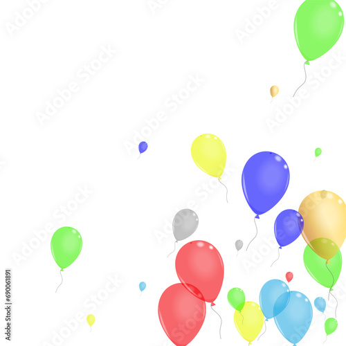 Green Confetti Background White Vector. Flying Decoration Frame. Pink Fun. Multicolor Helium. Air Fest Banner.