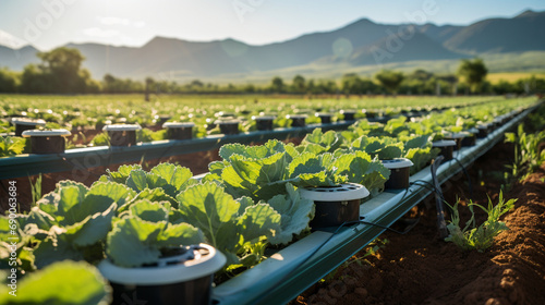 Agricultural Innovation: Precision irrigation systems and smart farming practices contributing to efficient water use in agriculture. photo