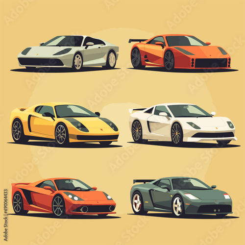 Flat cars set. Taxi and minivan  cabriolet and pickup. Bus and suv  truck. Urban  city cars and vehicles transport vector flat icons. Cabriolet and truck  car and bus  automobile pickup illustration