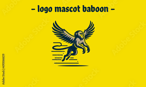 baboon with wings vector illustration mascot design