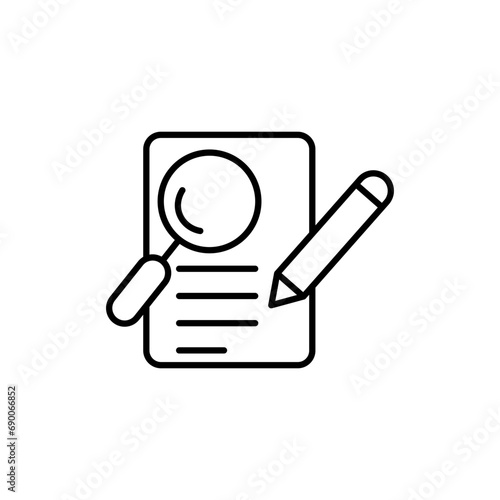 Defining vector icon. Defining business plan explain project define in black and white color. photo