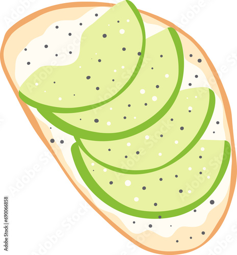 Avocado on toast sandwich illustration