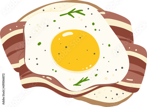 Bacon Fried egg on toast sandwich breakfast illustration