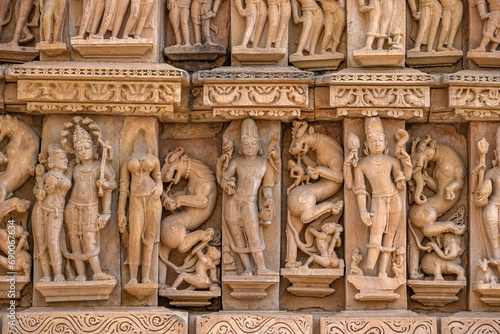 The Khajuraho Group of Monuments are a group of Hindu and Jain temples Khajuraho Temple  popular worldwide for its outstanding temples designs and erotic sculpture. It is a UNESCO world Heritage site.