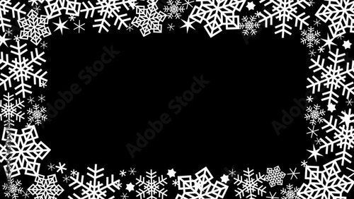 Animated Christmas frame made of snowflakes