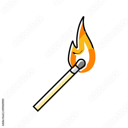 burning matchstick color icon vector. burning matchstick sign. isolated symbol illustration