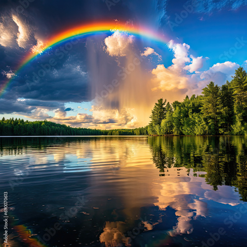 the vibrant colors of a double rainbow © Puttharak