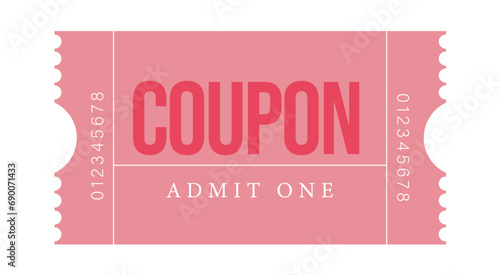 Coupon admit one, illustration of a stamp with a label