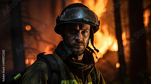 Firefighting forest fire close-up © cherezoff