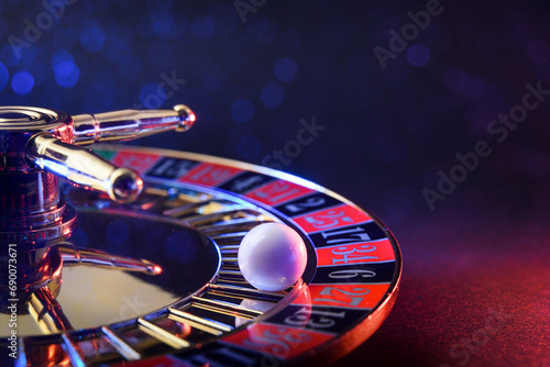Ball fixed on the black six of a casino roulette photo