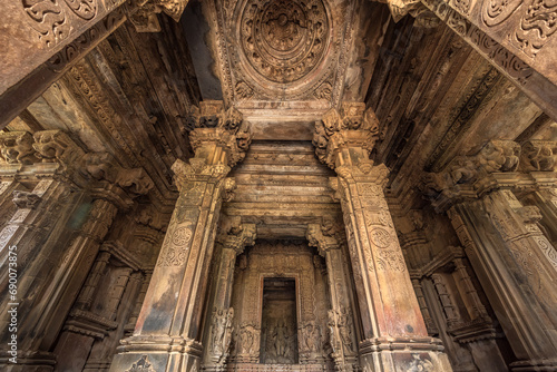he Khajuraho Group of Monuments are a group of Hindu and Jain temples in Chhatarpur district, Madhya Pradesh, India. its an a UNESCO World Heritage Site. photo