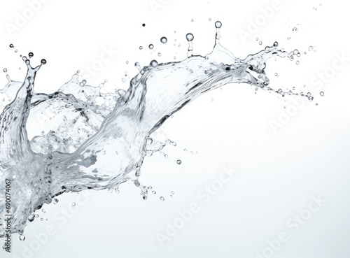 A dynamic clear water splash on a white background.