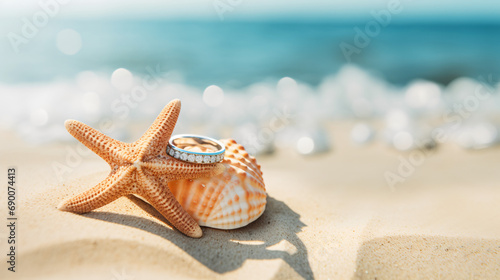 Starfish and shells on the beach