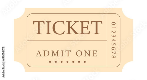 Ticket template, Admit one ticket isolated, 