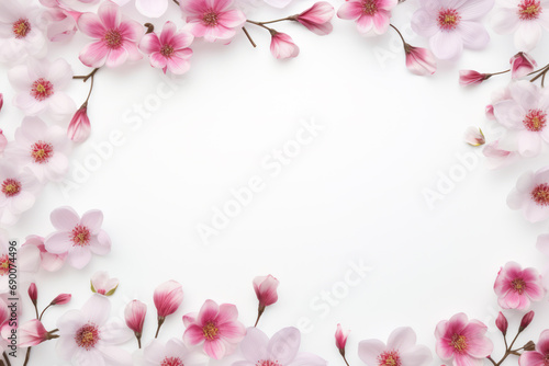 Pink flowers background or pattern, creative design template with copyspace