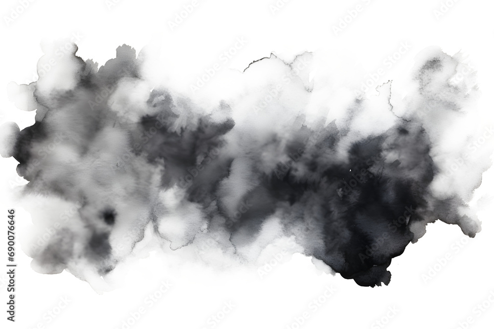 black watercolour paint and water grunge texture isolated on transparent background - Design element PNG cutout