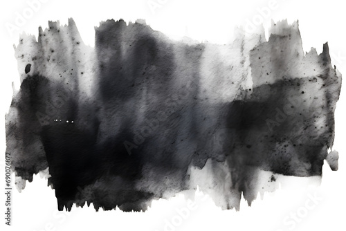 black watercolour paint and water grunge texture isolated on transparent background - Design element PNG cutout photo