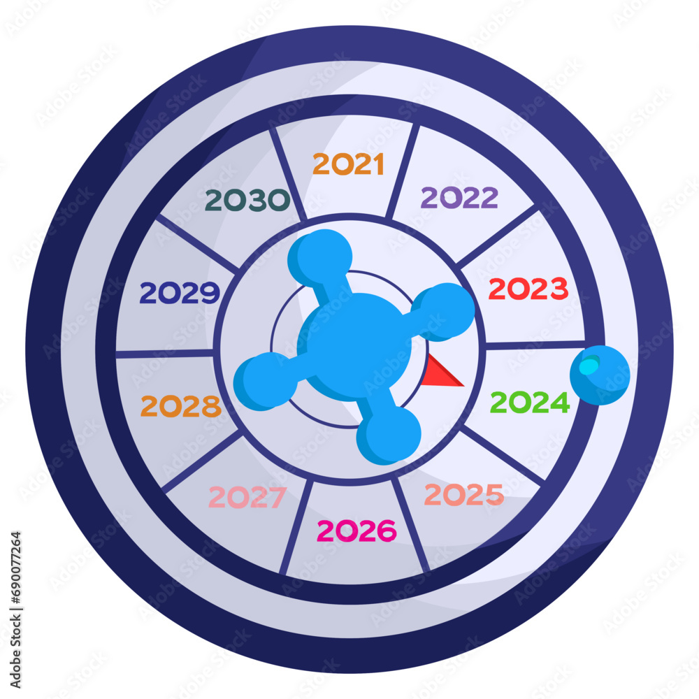 Fototapeta premium Gambling Table Arrow pointing to 2024 concept, Twenty Twenty four vector icon design, Happy New Year 2024 Symbol, HNY Wishes Sign, New Years Eve celebration Element stock illustration