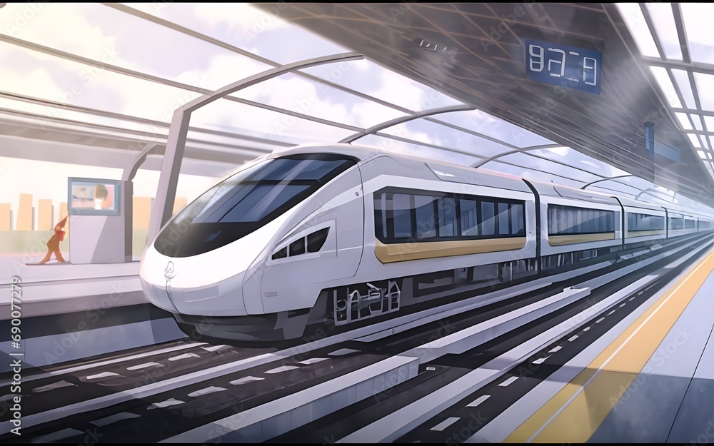 Fototapeta premium A highly futuristic electric train