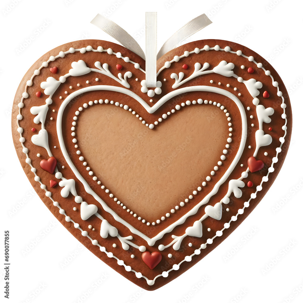 Obraz premium gingerbread heart with icing sugar and without text
