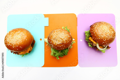 Burgers with color background