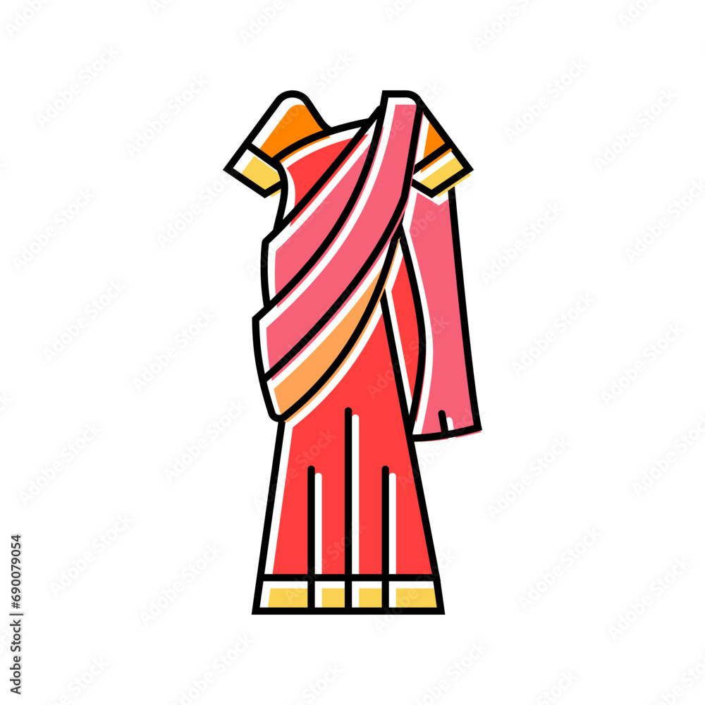 sari traditional clothing color icon vector. sari traditional clothing sign. isolated symbol illustration