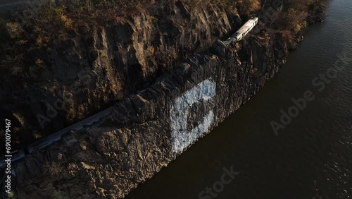 aerial shot of The Big C as seen in The Bronx across the Spuyten Duyvill Creek from Columbia University's Baker Field. photo