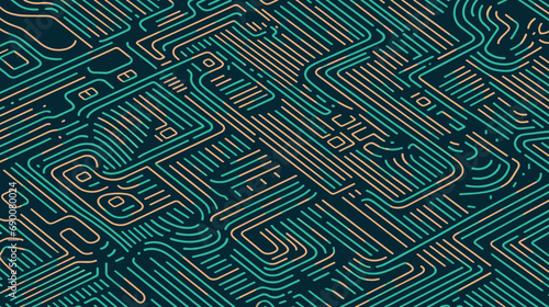 Minimalist computer cyber circuit board. Colorful futuristic technology  abstract wallpaper background