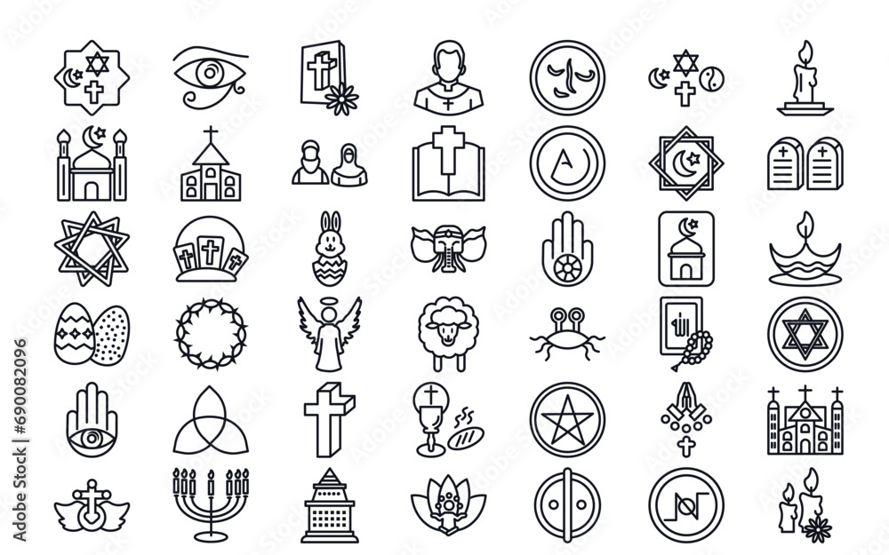outline icons set from religion concept. editable vector such as ...