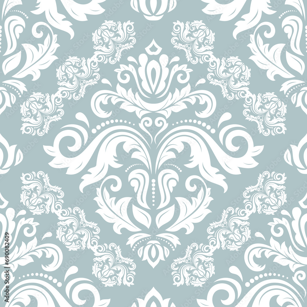 Classic blue and white seamless pattern. Damask orient ornament ...