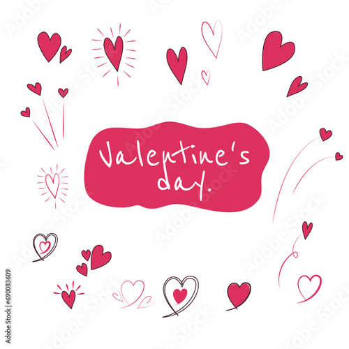 Love. Valentine's day  pink and red gradient hearts. 愛。 バレンタインデーのピンクと赤のグラデーションのハート