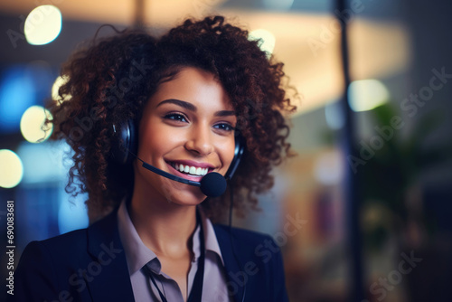 Beautiful smiling woman with headset
