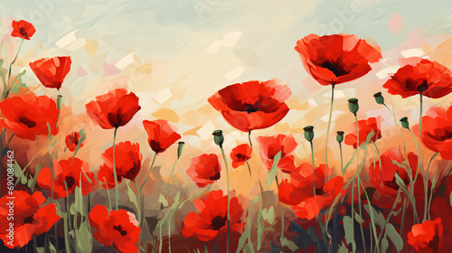 Red poppies flowers background