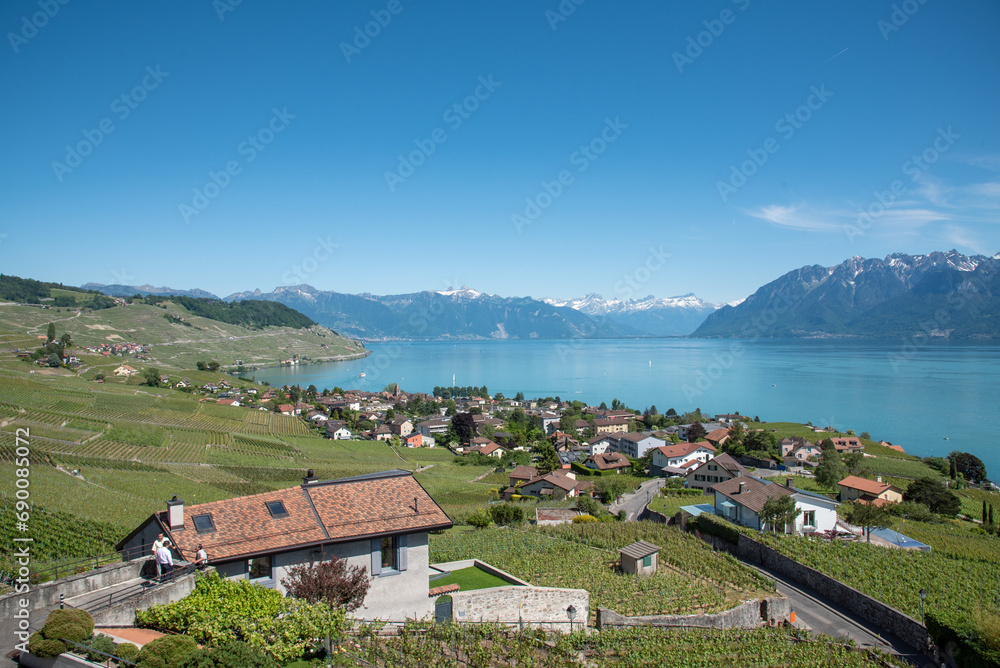 Fototapeta premium village on the lake