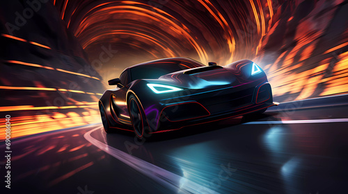 Car drifting action scene concept art speed race