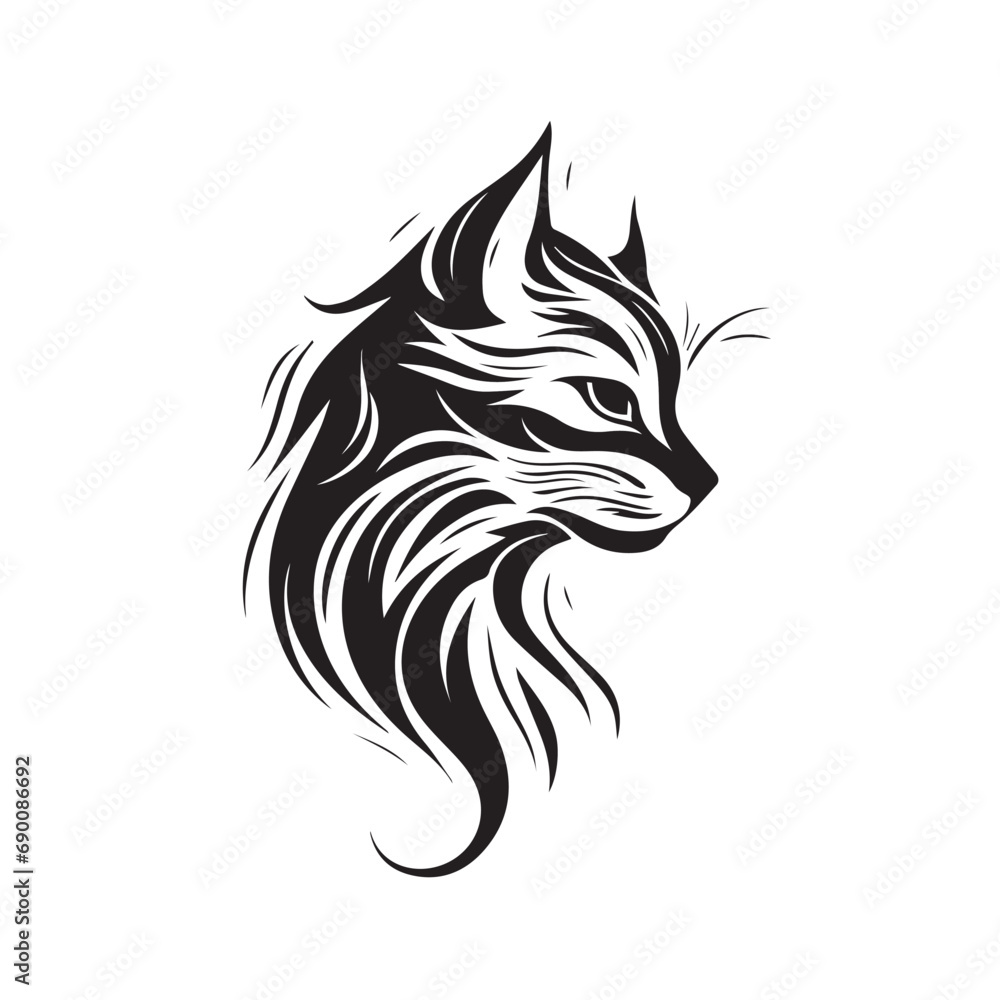 Obraz premium Cat in cartoon, doodle style. Isolated 2d vector illustration in logo, icon, sketch style, Eps 10, black and white. AI Generative