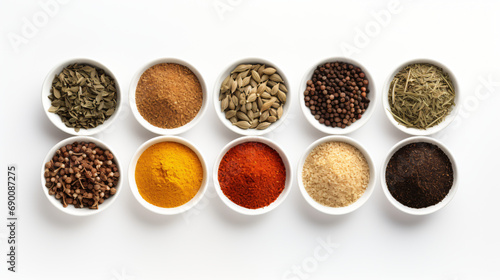 Set of spices in a bowls