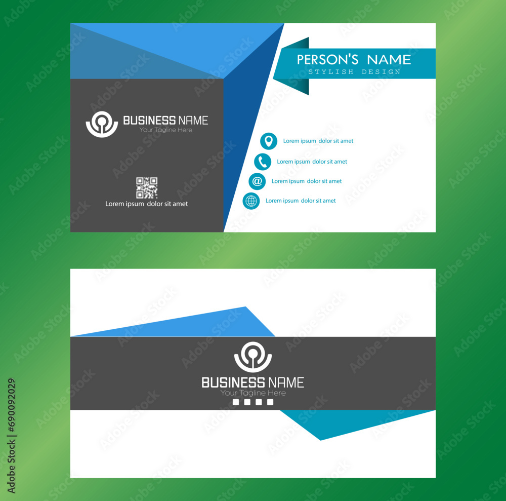 A business card. Double-sided business corporate card design. Individual corporate identity template A business card. Double-sided business corporate card design. Individual corporate identity template