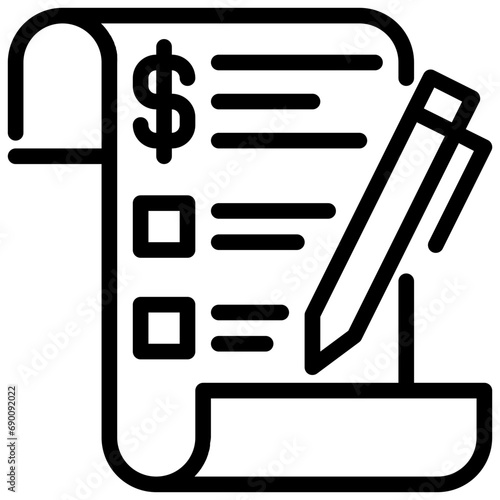 budget planning. vector single icon with a dashed line style. suitable for any purpose. for example: website design, mobile app design, logo, etc.