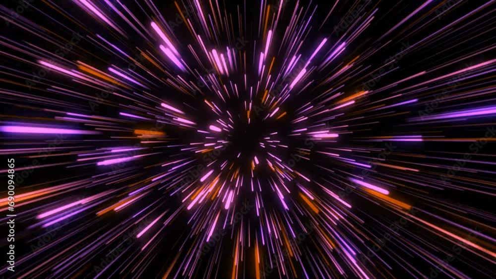 Multicolored speed lines flying particles loop background. Multicolored speed lines flying particles loop background.