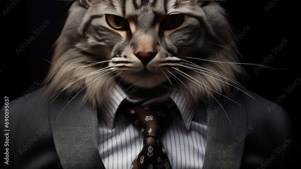 Cat in suit and tie