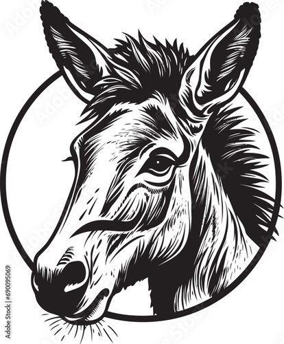 Fototapeta Naklejka Na Ścianę i Meble -  Mule Majesty: Donkey Logo Vector Noble Nag: Emblematic Design