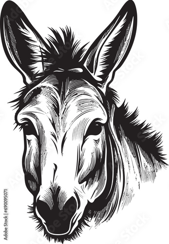 Hoofed Honor: Donkey Iconic Emblem Mule Majesty: Donkey Logo Vector