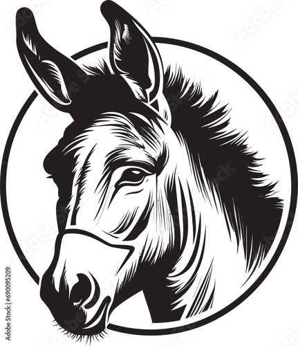 Assured Ass: Logo Vector Icon Stubborn Strength: Donkey Emblem Design