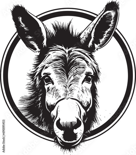 Stubborn Strength: Donkey Emblem Design Enduring Elegance: Iconic Donkey Vector