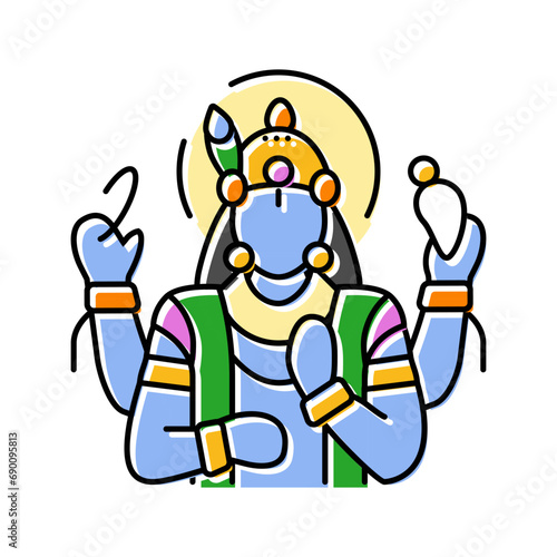 vishnu god indian color icon vector. vishnu god indian sign. isolated symbol illustration