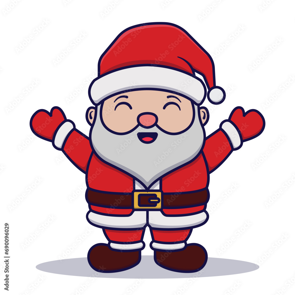 Cute Santa Claus Happy Cartoon Vector Illustration Isolated On White Background Cute Santa Claus Happy Cartoon Vector Illustration Isolated On White Background