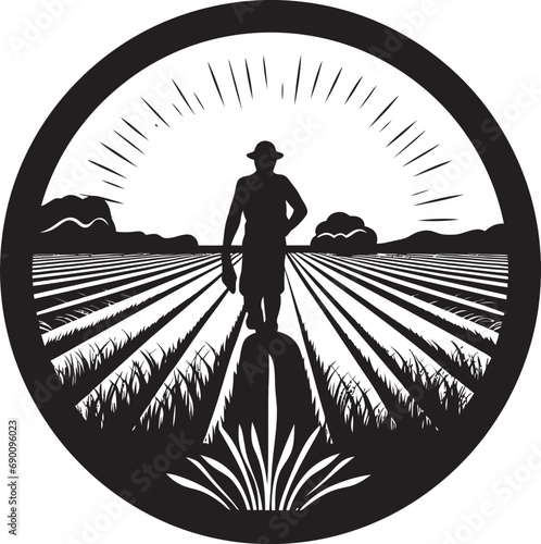 Green Acres Emblem Agriculture Logo Design Rural Roots Farming Icon Vector
