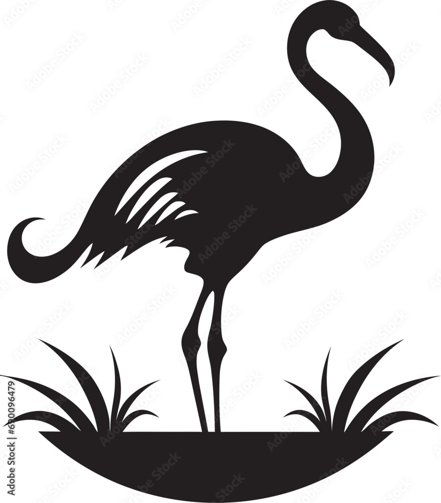 Tropical Tranquility Bird Emblem Design Blush Beauty Flamingo Iconic Logo Vector Tropical Tranquility Bird Emblem Design Blush Beauty Flamingo Iconic Logo Vector